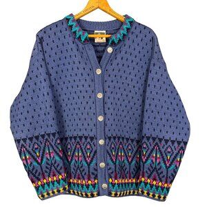 Vintage Wool Knit Cardigan, Dale of Norway, Norwegian Folk, Cabincore Sweater